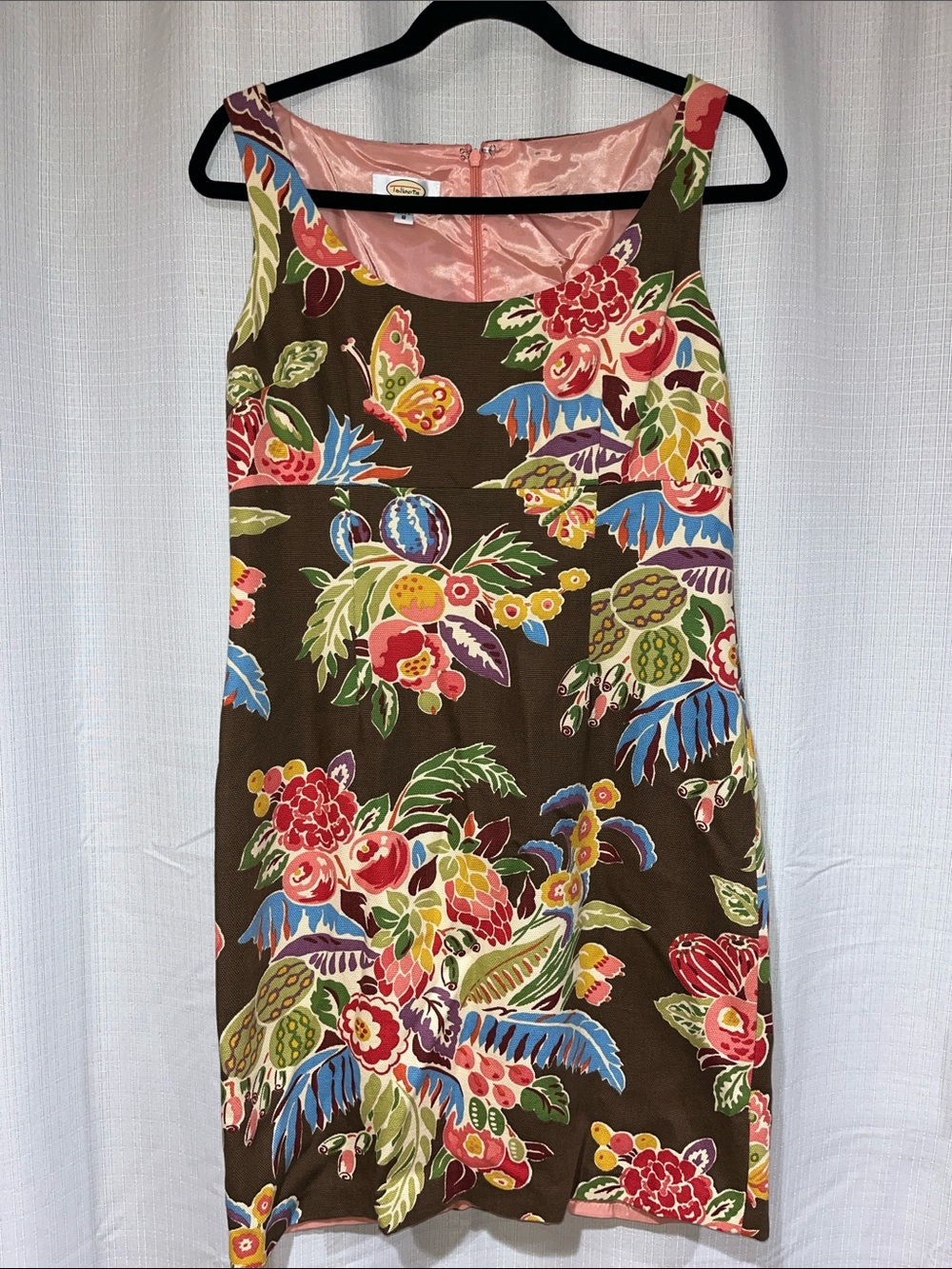 Talbots Brown Floral Scoop Neck One-Piece Swim Cover